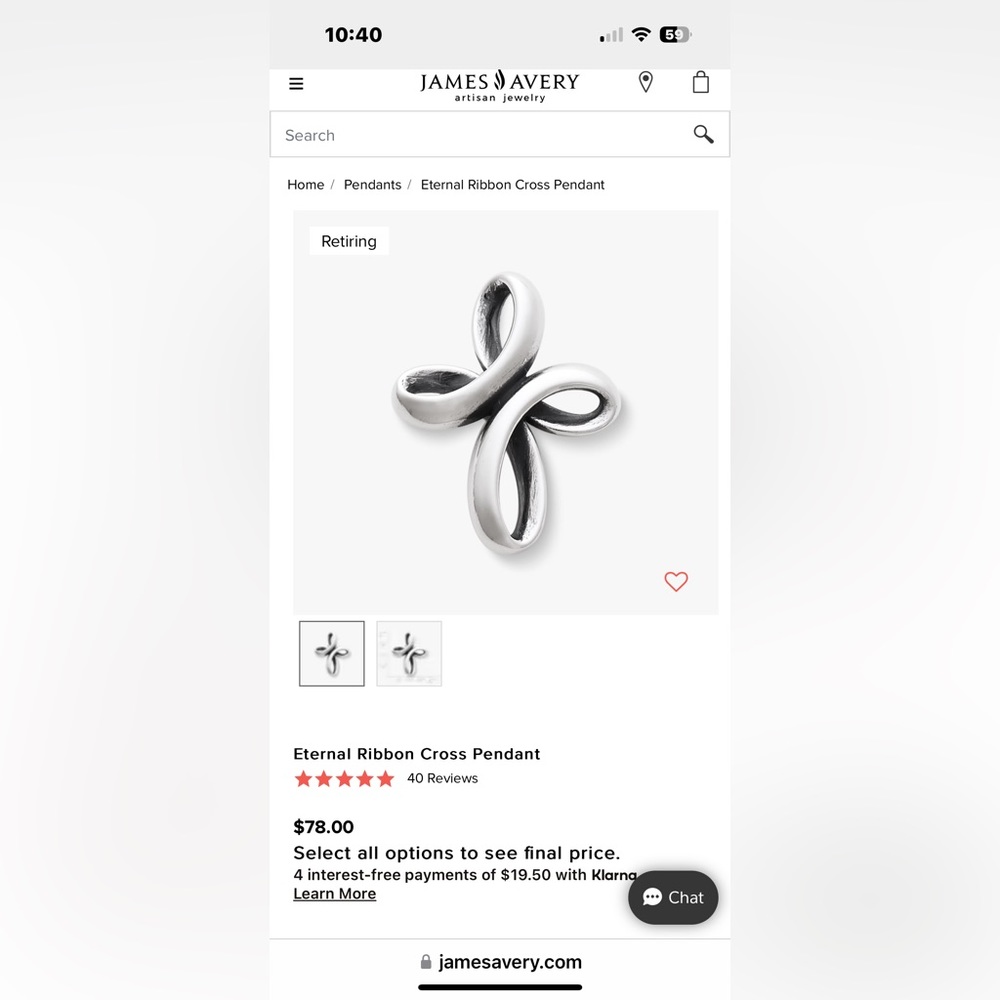 James Avery infinity cross